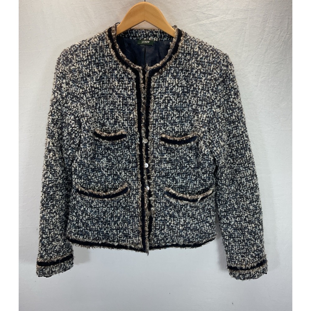 J. Crew Confetti Tweed Boucle Blazer Jacket Size M Travel Casual Office